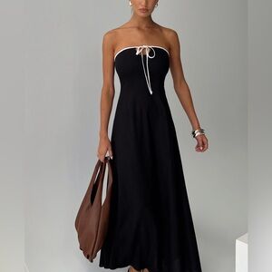 Princess Polly “Bijou” Black Strapless Maxi Dress Contrast Tie